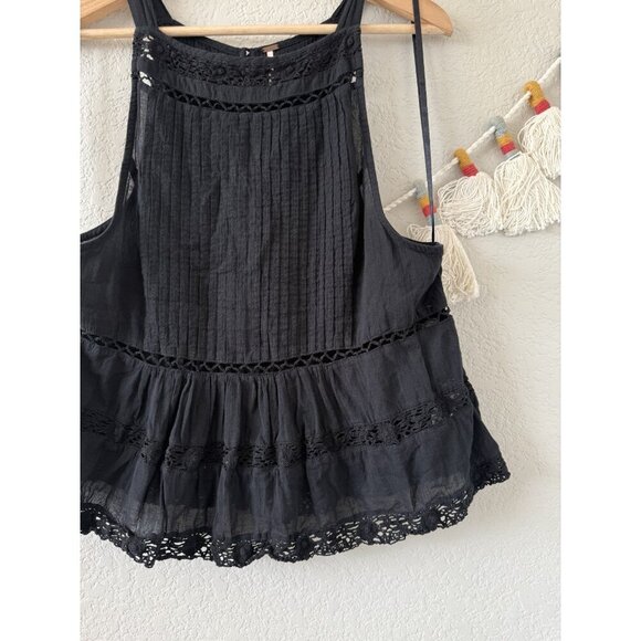 Free People Constant Crush Pintucked Lace Sheer Halter Top Dainty Coquette M - Picture 6 of 8